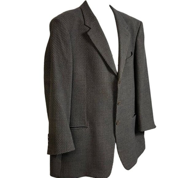 Armani Collezioni Mens Sport Coat Wool Blend Size 46R Textured Pattern‎ Italy - Picture 2 of 16